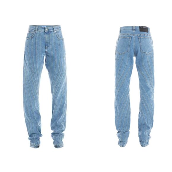 MULGER BAGGY SPIRAL BLUE DENIM JEAN SIZE FR40 NWT - Picture 1 of 6